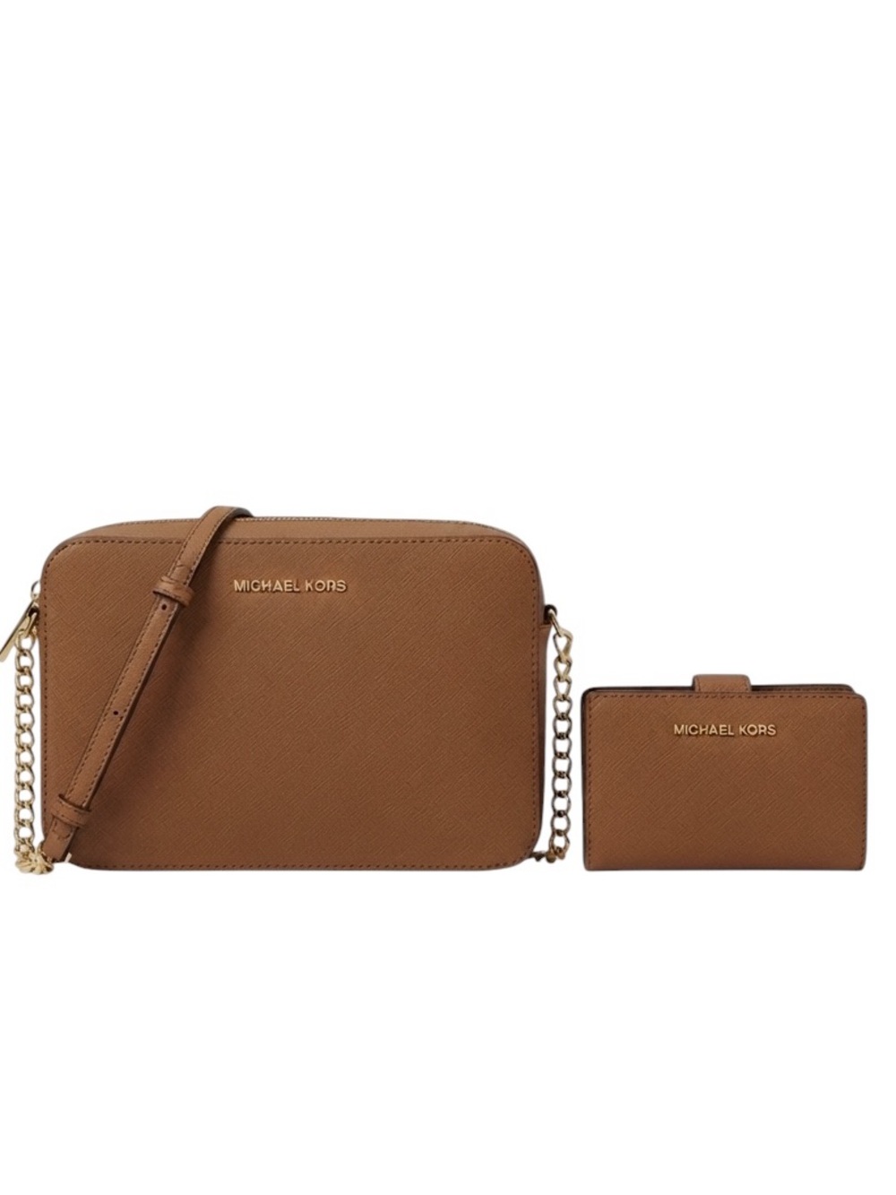 Michael Kors Jet Set EW Large Leather Crossbody Camera Luggage bag + Wallet Set